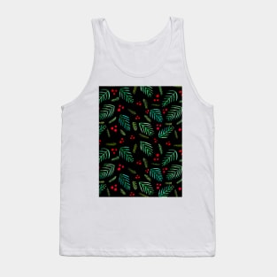 Christmas tree branches and berries - black and green Tank Top